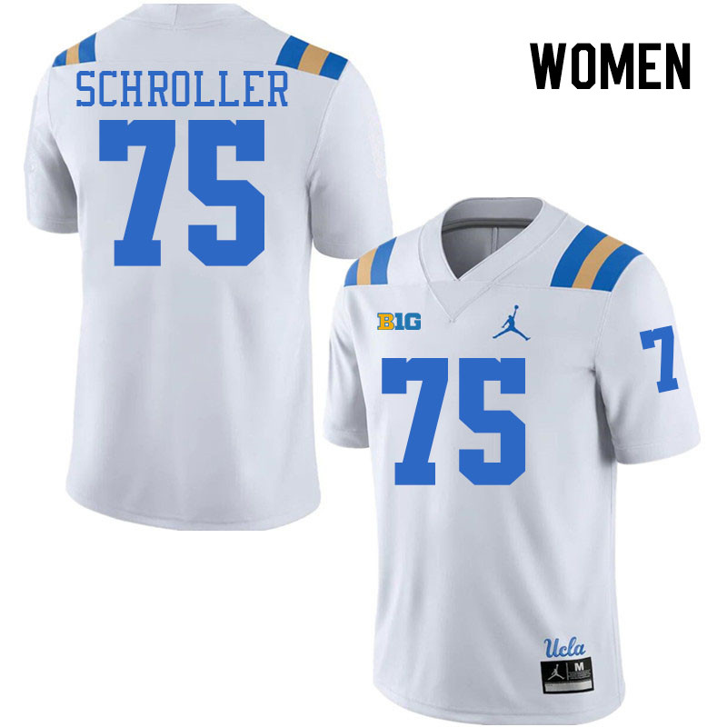 Women #75 Mark Schroller UCLA Bruins College Football Jerseys Stitched-White